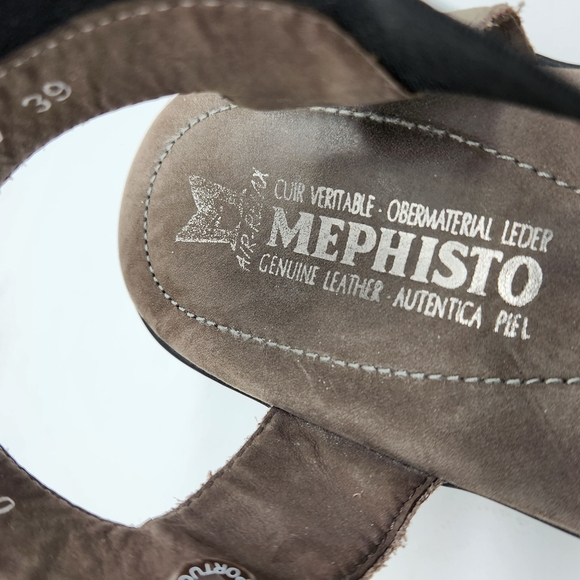 Mephisto Black and Tan Sandals with Adjustable Ankle Straps - Picture 9 of 10
